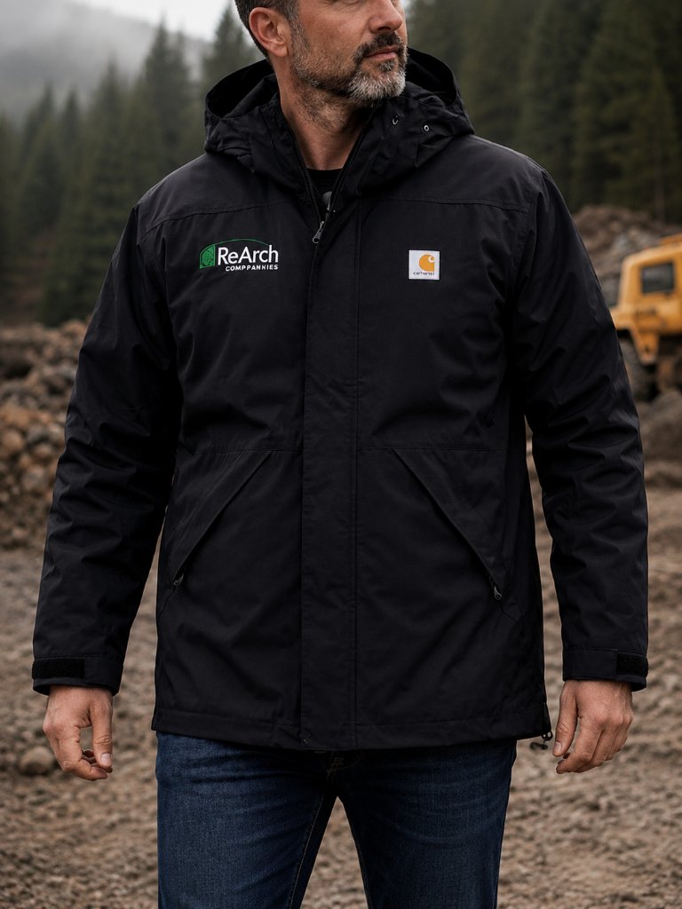 Carhartt Storm Defender Hooded Jacket Black Medium Workwear Rain